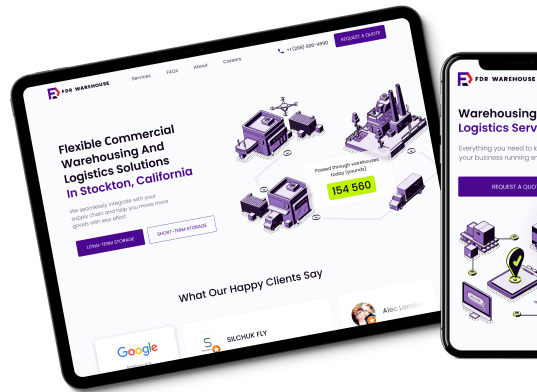 Screenshots of logistics company website