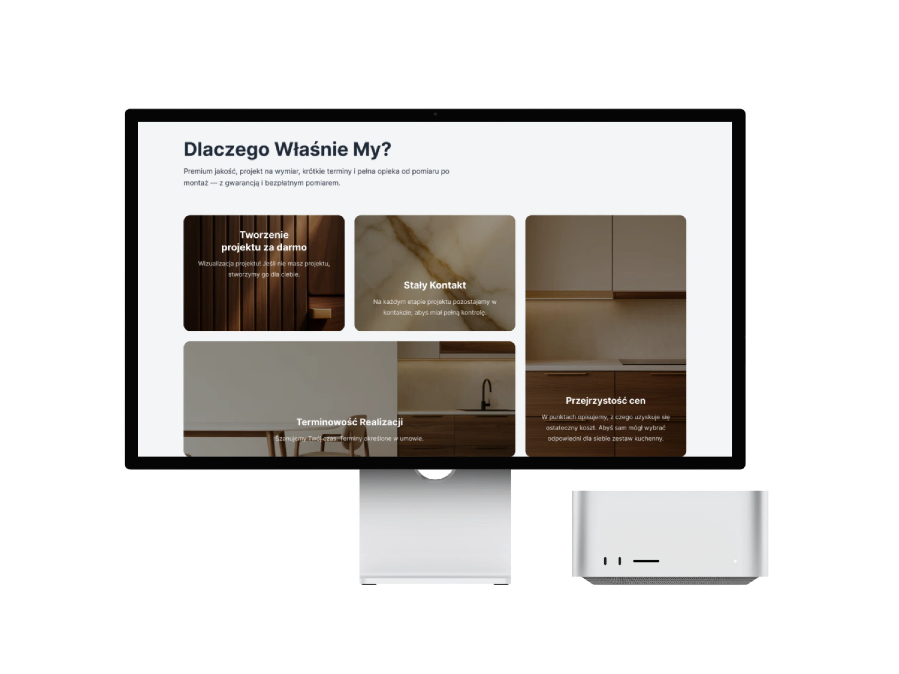 Website development for Godlewski custom kitchens. Kitchen showcase interface